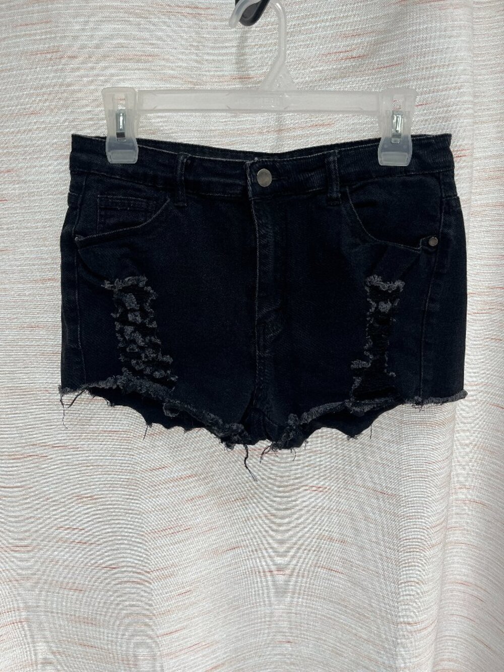 Large Black Stretchy Denim Shorts SHEIN (040)